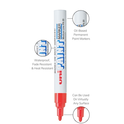 uni PAINT PX-20 Oil-Based Marker, Medium Tip, Red (63602)