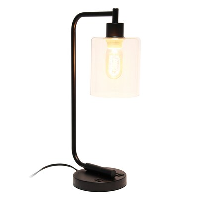 Creekwood Home Vintage Vantage 18.8 Minimalist Industrial Curved Arm Desk Lamp, Black (CWD-1016-BK)