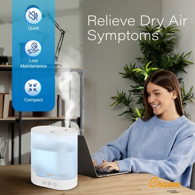 Crane Top Fill Ultrasonic Cool Mist Tower Humidifier 0.7-Gallon, 300 sq. ft., White (EE-5402)