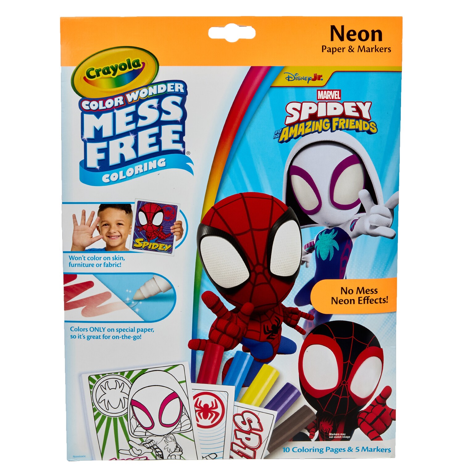Crayola Color Wonder Mess Free Spidey Amazing Friends Coloring Book, 10-Pages (75-7187)
