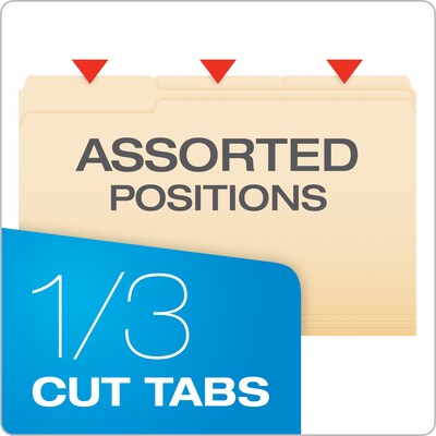 Pendaflex Recycled File Folder, 1/3-Cut Tab, Assorted, Legal Size, Manila, 100/Box (753 1/3)