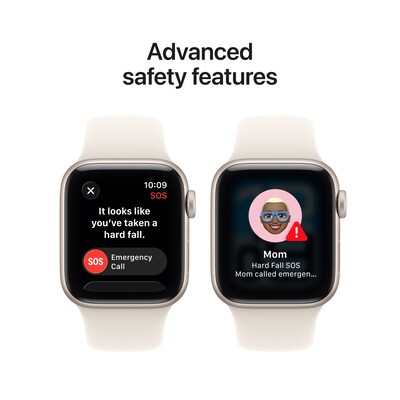 Apple Watch SE 3 GPS + Cellular Smartwatch, 40mm, Starlight Aluminum Case with Starlight Sport Band, Medium/Large (MEP74LW/A)