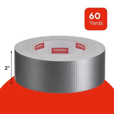 Staples General Purpose Duct Tape, 2” x 60 Yards, Silver, Multi-Use Strong Adhesive Tape