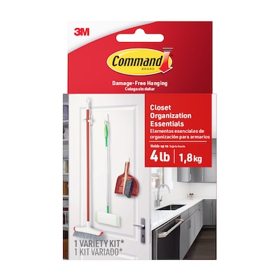 Command Small Utility Broom Gripper Kit, White, 3/Pack (17235-ES)