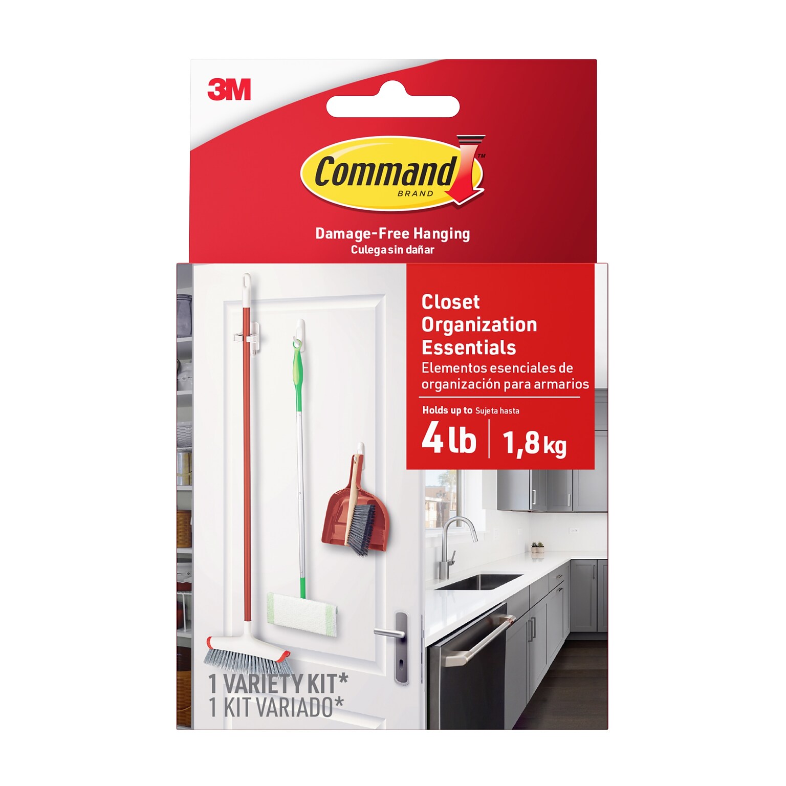 Command Small Utility Broom Gripper Kit, White, 3/Pack (17235-ES)
