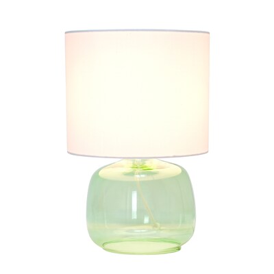 Creekwood Home Round Modern Glass 13.75 LED Table Lamp, Green/White (CWT-1015-GW)