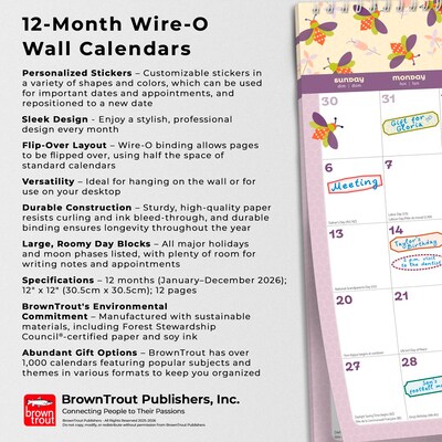 2026 BrownTrout Busy Bees 12" x 12" Monthly Wall Calendar (9798330702688)