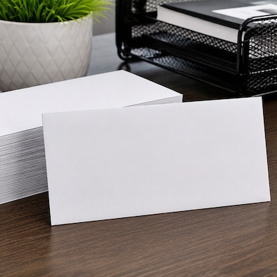 Staples #9 White Business Envelopes, V-Flap Gummed Closure, 8 7/8" x 3 7/8", 500/Pack