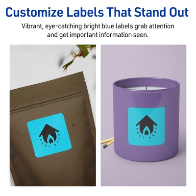 Avery Printable Square Multipurpose Labels, 2-1/8" x 2-1/8", Bright Blue, 240/Pack (94105)