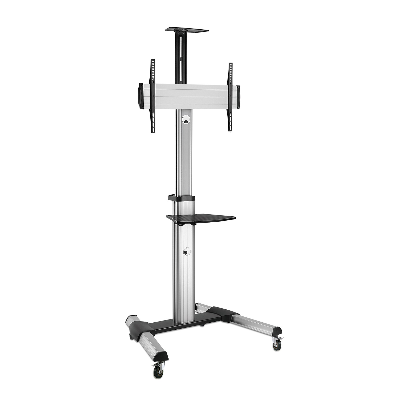 Mount-It! 2-Shelf Mobile Height Adjustable TV Cart for 32-70 Displays, Gray (MI-875)