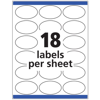 Avery Easy Peel Laser/Inkjet Oval Print to the Edge Labels, 1-1/2" x 2-1/2", White, 270 Labels/Pack (6583)