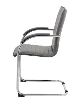 Boss Office Products Chrome Frame, Grey Vinyl Side Chair, 2 Pack (B9536GY2)