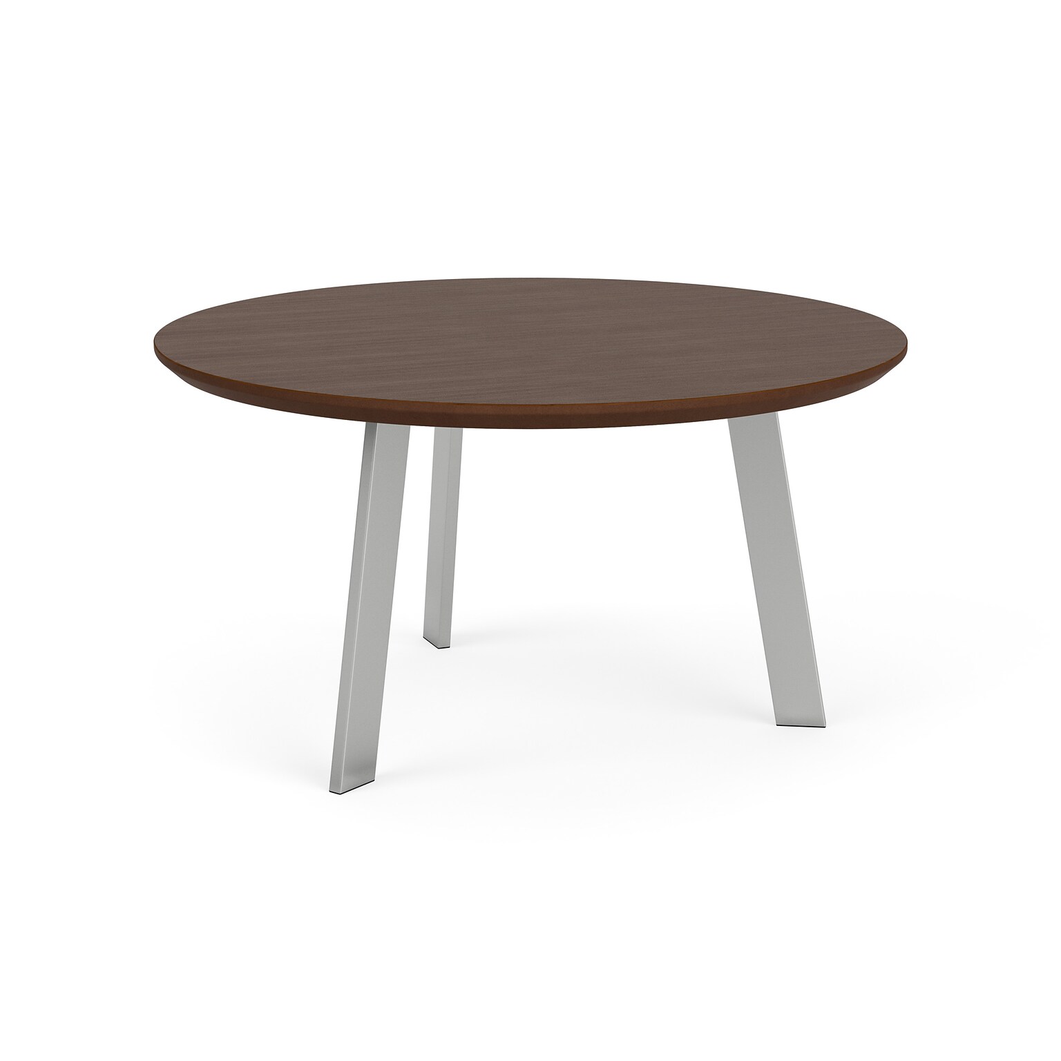 Lesro Luxe 30 Dia Laminate Round Coffee Table, Riftwood Walnut/Silver (LX0530.SSV.TRW)