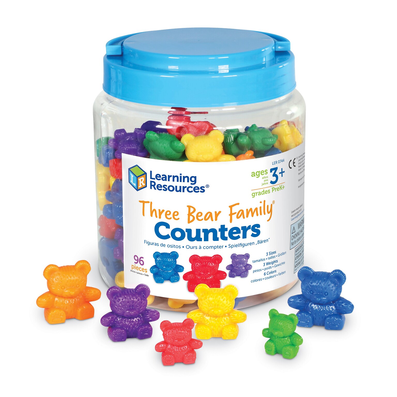 Learning Resources Three Bear Family Rainbow Counters, Assorted Colors, Set of 96 (LER0744)