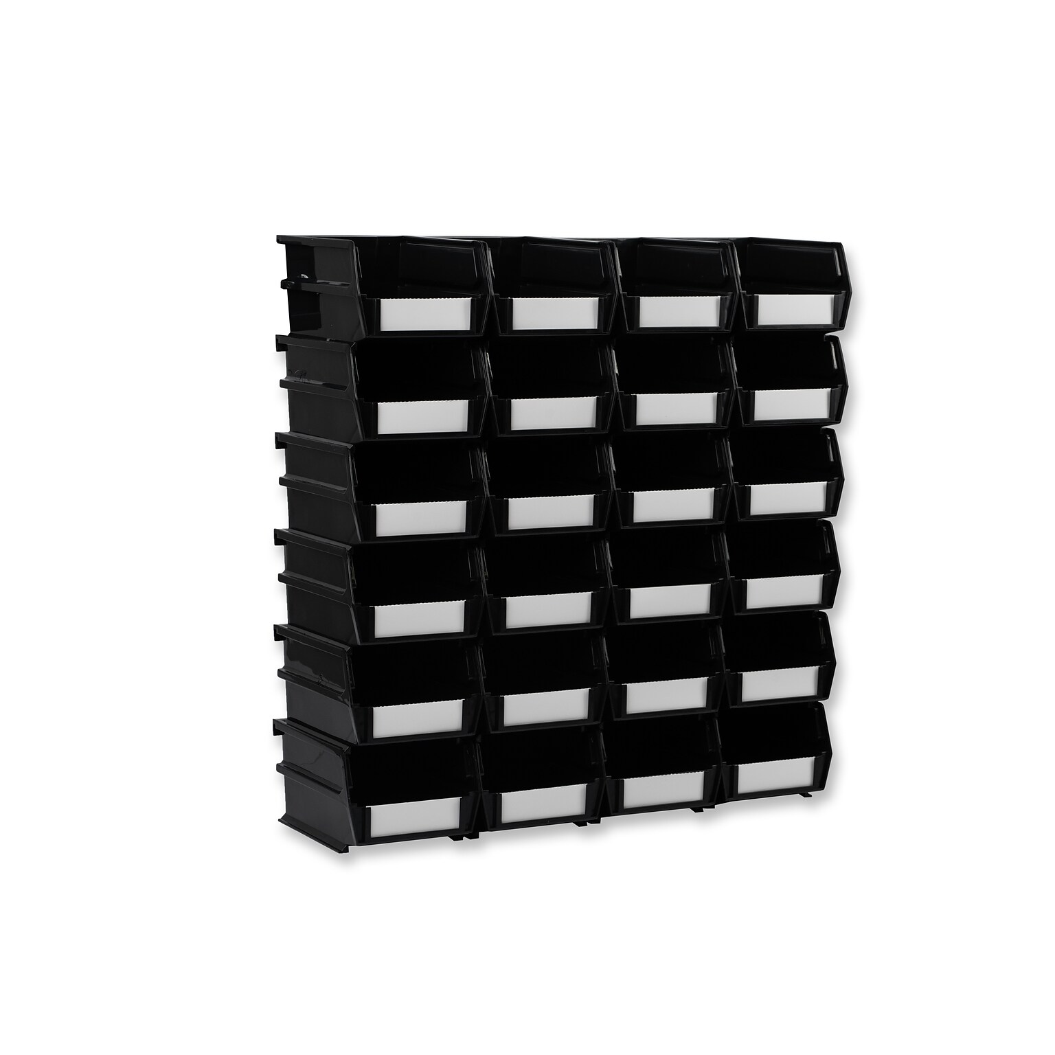 Triton Products LocBin Small Stackable Plastic Storage Bin, 3 x 4.125x 5.375, 1.15 Qt., Black, 24/Pack (3-210BK)