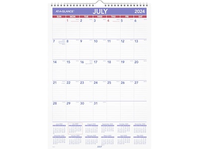 2024-2025 AT-A-GLANCE 12 x 17 Academic Monthly Wall Calendar, Purple/Red (PMA2-28-25)