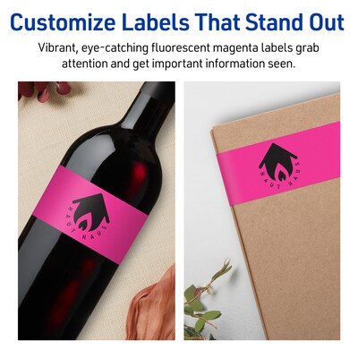 Avery Laser/Inkjet Rectangle Multipurpose Labels, 3" x 7", Neon Magenta, 60/Pack (94250)