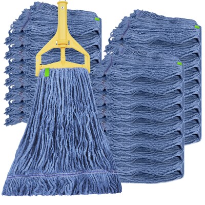 BISON LIFE Kleen Handler Blend String Wet Mop Head, 20 oz., Blue, 24/Pack (BPES-LEM-BD-BL-20-1-24A)