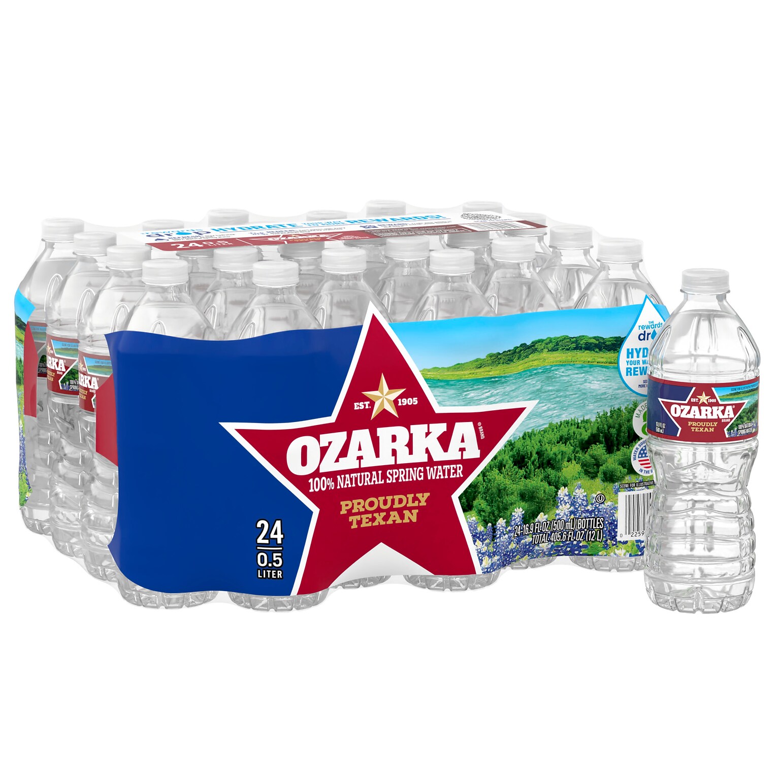 Ozarka 100% Natural Spring Water, Regular Flavor, 16.9 oz.,  24/Carton (11476724)