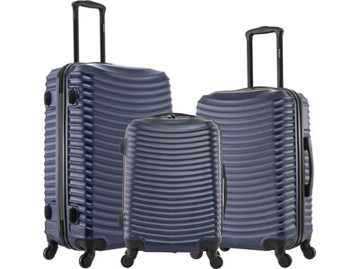 DUKAP ADLY Polycarbonate/ABS 3-Piece Luggage Set, Navy Blue (DKADLSML-BLU)