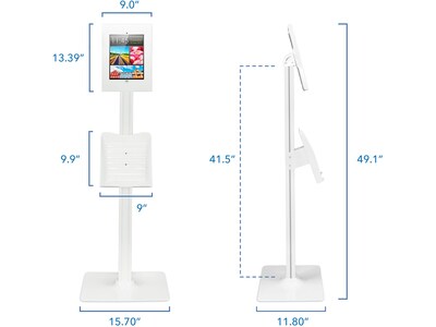 Mount-It! Adjustable Anti-Theft iPad Kiosk with Document Holder, White (MI-3770W_G10)