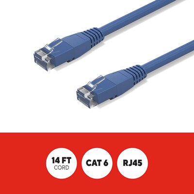 Staples TECH 14 ft. Cat-6 Ethernet Cable, Male to Male, Blue (ST62455)