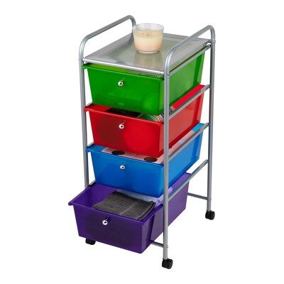 Mind Reader Elevate Collection 4 Drawer Storage Utility Cart, Multi-Colors (4DPTROLL-ASST)