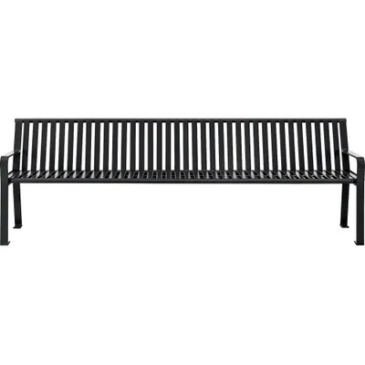 Global Industrial 8 Outdoor Bench w/ Back, Vertical Steel Slat, Black (694855BKKD)