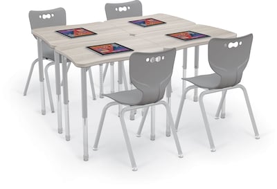 MooreCo Hierarchy Creator Desk, 32"W x 22"D, Grey Elm/Platinum Base (703673562928)