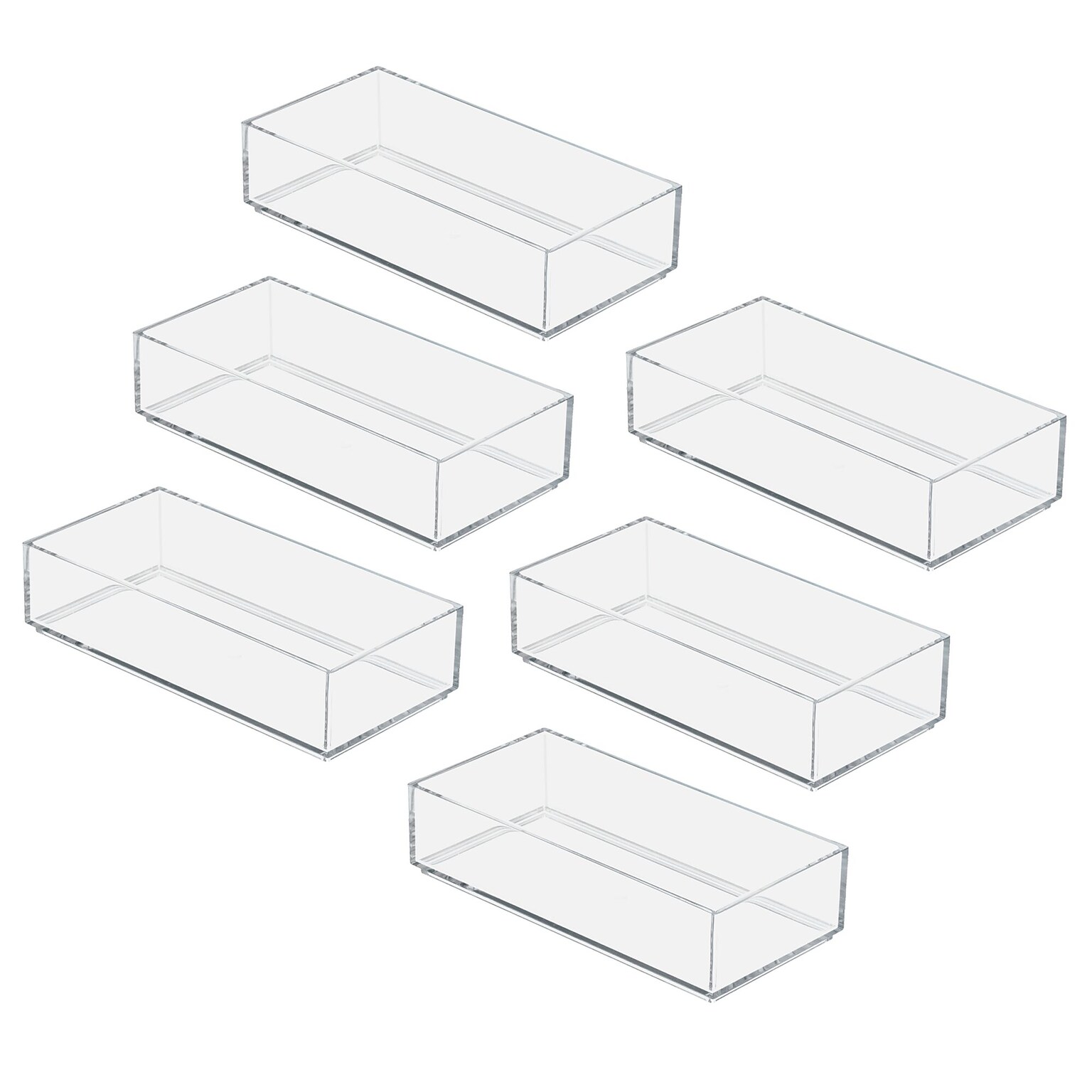 iDESIGN 6-Piece Plastic Drawer Organizer, Clear (28985M6)
