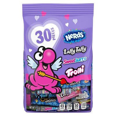 Nerds Valentines Day Be Mine Premium Mix Assorted Chewy Candy, 11.5 oz., 30 Pouches/Bag (FER07958)