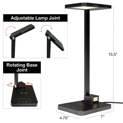 Excello Brands Wellness Series LED Desk Lamp, 16", with USB Port, Black (EGP-DL-19-BLK)