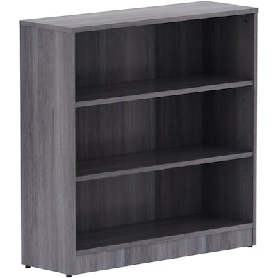 Lorell 36 3-Shelf Bookcase with Adjustable-Shelves, Weathered Charcoal Laminate (LLR69626)