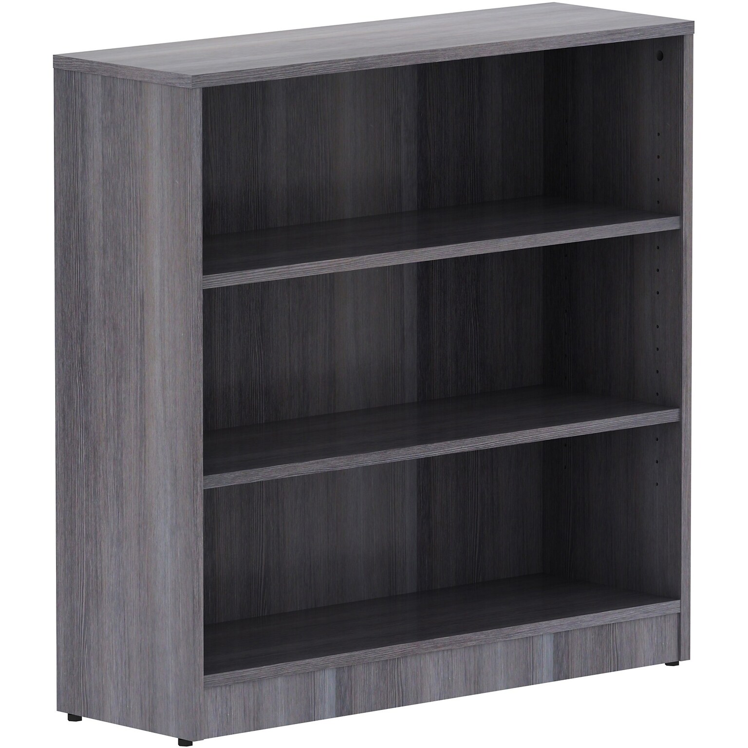 Lorell 36 3-Shelf Bookcase with Adjustable-Shelves, Weathered Charcoal Laminate (LLR69626)