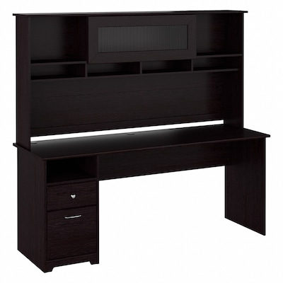 Bush Furniture Cabot 72"W Computer Desk with Hutch, Espresso Oak (CAB049EPO)