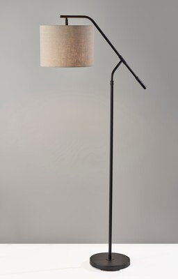 Simplee Adesso Milo 60 Black Floor Lamp with Light Brown Drum Shade (SL9503-01)
