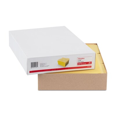 Staples File Folder, 1/3-Cut Tab, Legal Size, Yellow, 100/Box (ST224576-CC)