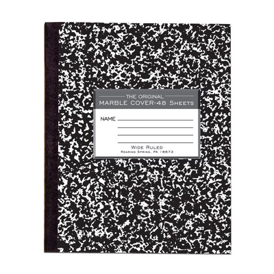 Roaring Spring Paper Products 1-Subject Composition Notebooks, 7 x 8.5, Wide Ruled, 48 Sheets, Black (77333)