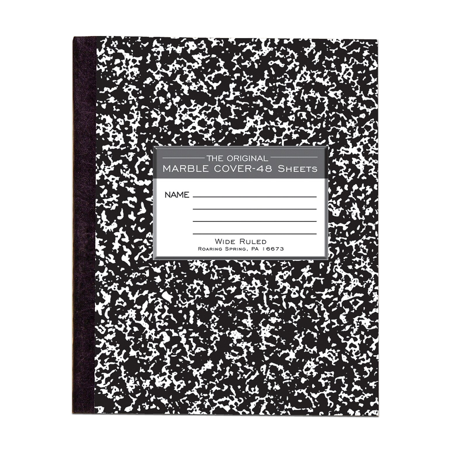 Roaring Spring Paper Products 1-Subject Composition Notebooks, 7 x 8.5, Wide Ruled, 48 Sheets, Black (77333)