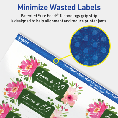 Avery TrueBlock Laser/Inkjet Rectangle Multipurpose Labels, 1" x 3", White, 400/Pack (94224)