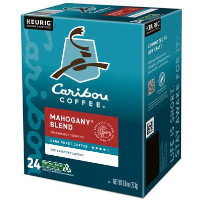 Caribou Mahogany Blend Coffee Keurig® K-Cup® Pods, Dark Roast, 0.40 oz., 24/Box (6990)