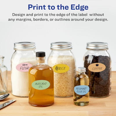 Avery Laser/Inkjet Oval  Waterproof Multipurpose Labels, 3"  Dia, White, 1000/Box (94055)