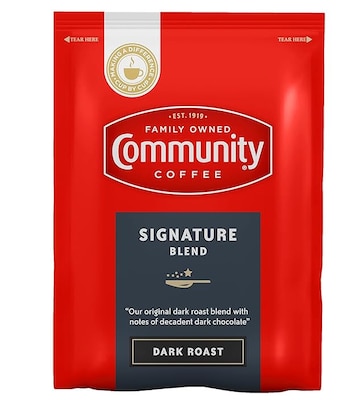 Community Coffee Signature Blend Ground Coffee, Dark Roast, 40/Carton (15300)