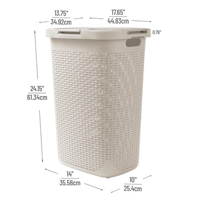 Mind Reader Plastic Laundry Hamper with Lid, Ivory (60HAMP-IVO)