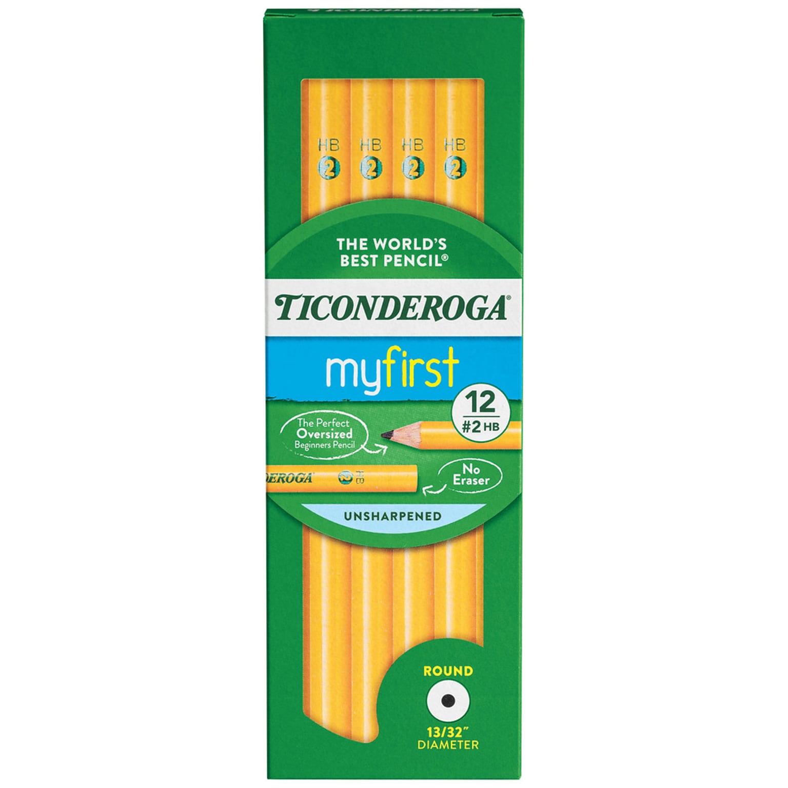 Ticonderoga Beginners Wooden Pencil, 2.2mm, #2 Soft Lead, Dozen (13080)