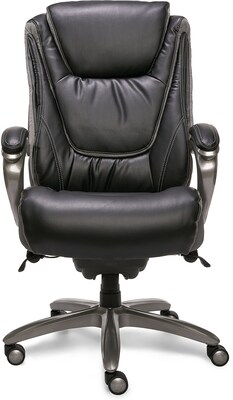 Serta Big & Tall Ergonomic Bonded Leather Swivel Executive Chair, Black/Silver (44951)
