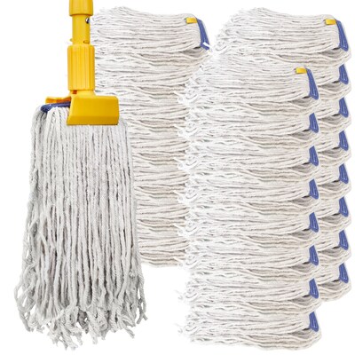 BISON LIFE Kleen Handler Cotton String Wet Mop Head, White, 24/Pack (BPES-CEM-CO-N-16-1-24A)