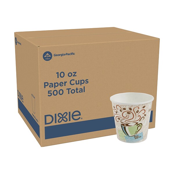 Dixie PerfecTouch Paper Hot Cups, 10 oz., Coffee Haze, 500/Carton (5310DX)  | Quill.com