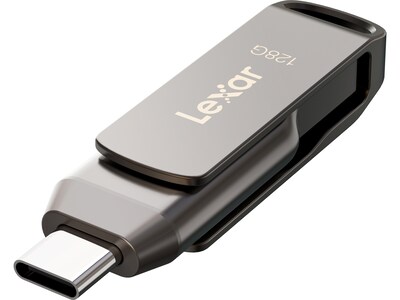 Lexar JumpDrive D400 Dual 128GB USB 3.1 Flash Drive, Titanium (LJDD400-128GBNU)