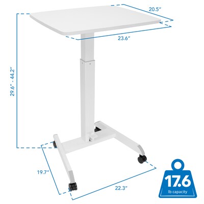 Mount-It! Height Adjustable Rolling Laptop Desk, Holds 17 lbs., White (MI-7997)
